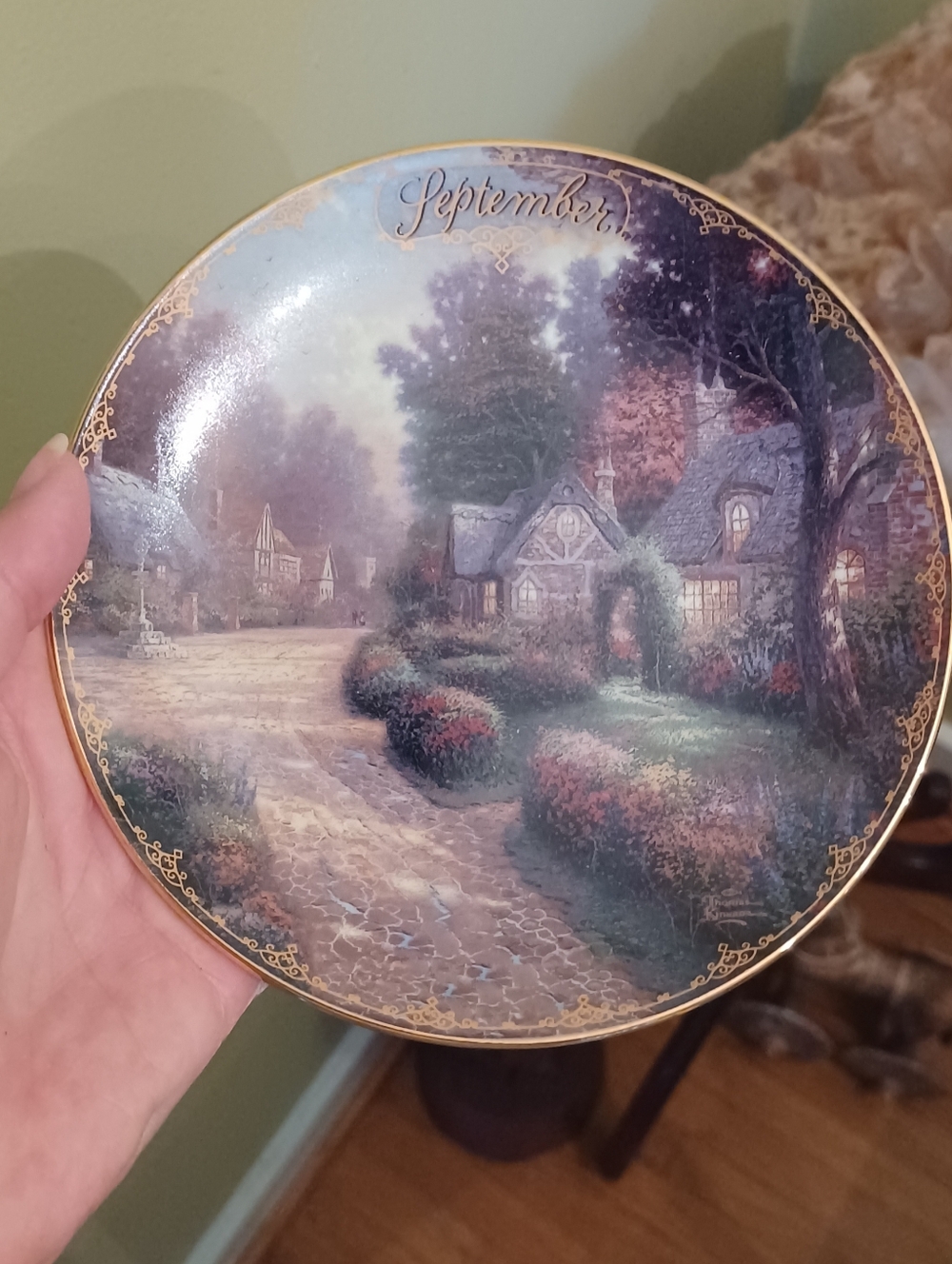 Thomas Kinkade Simpler Times September Cobblestone Lane Collector Plate